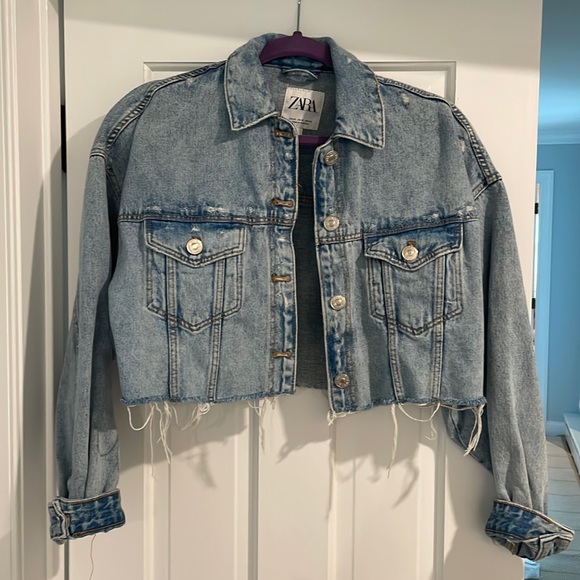 Zara Jackets & Coats Zara Distressed Cropped Jean Jacket Poshmark